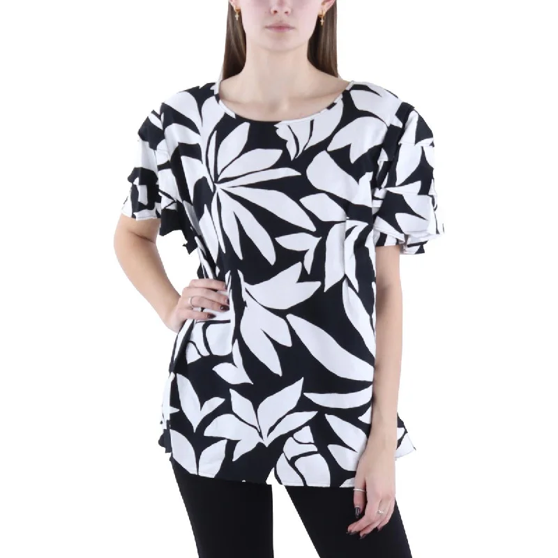 Comfort Meets Fashion Womens Printed Ruffled Blouse