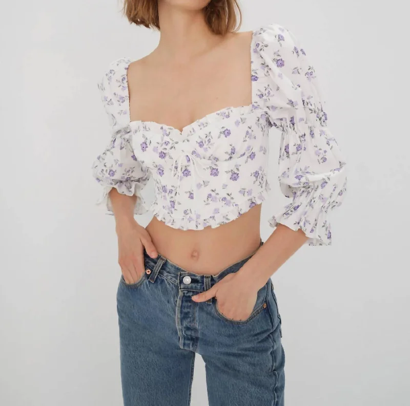 Trendy Women's Wear Leslie Blouse In Lavender Multi