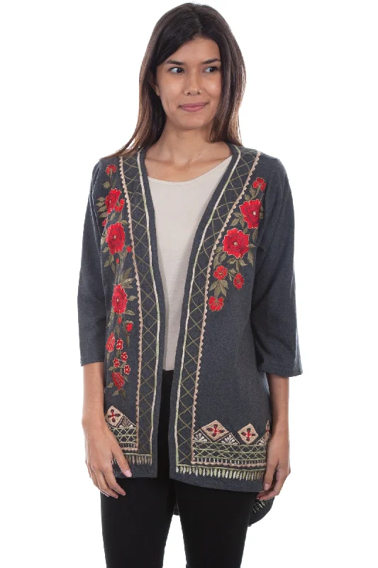 Chic Trend Collection Scully Womens Gray Viscose Hi/Lo Kimono