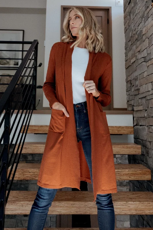 Evening Looks Central Park Cardigan | Rust