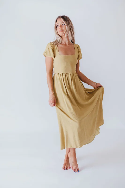 Boho - Chic Festival - Ready Style August Open Back Midi Dress in Sweet Pea - Bump Friendly