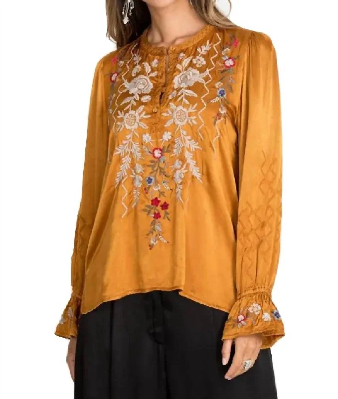 Athleisure Wear Special Offer Roma Victorian Prairie Blouse In Topaz