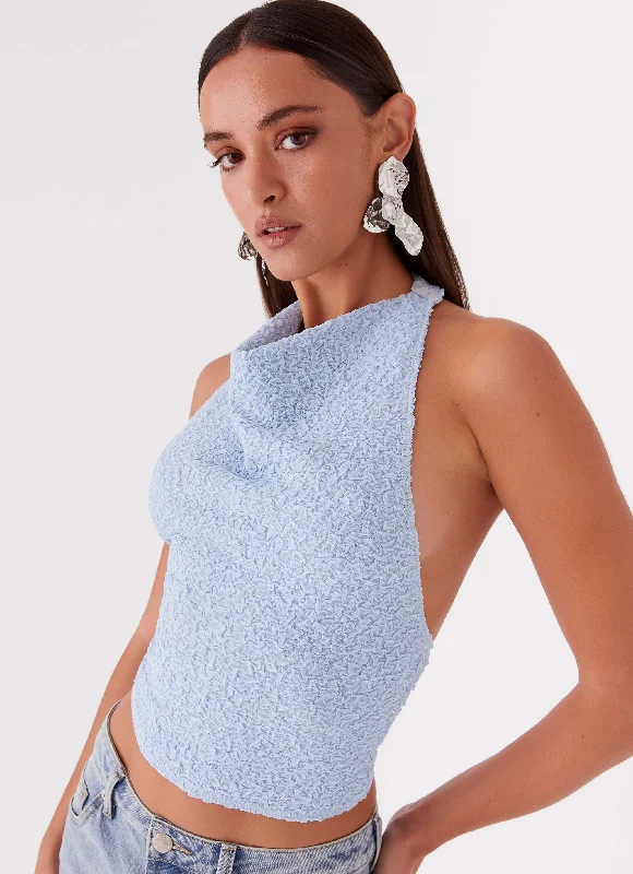 Don't Miss Out Rhemmy Halterneck Top - Blue