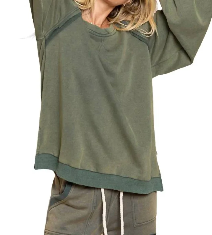 Weekend Special Zoey Criss-Cross Back Sweatshirt In Vintage Moss