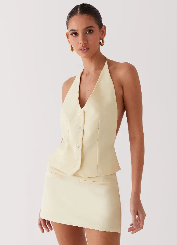 Browse Our Top Products Sarah Halterneck Vest Top - Butter