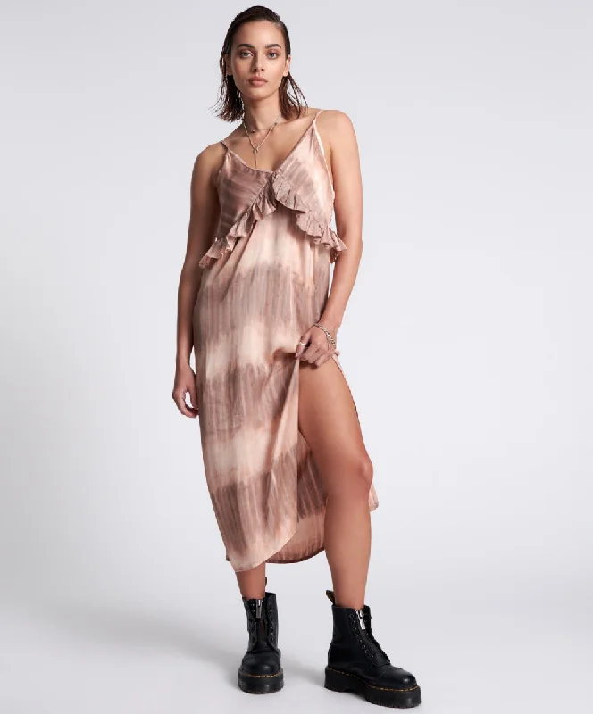 Stylish Savings Hand Dyed Rendezvous Slip Maxi Dress - Acid Sky