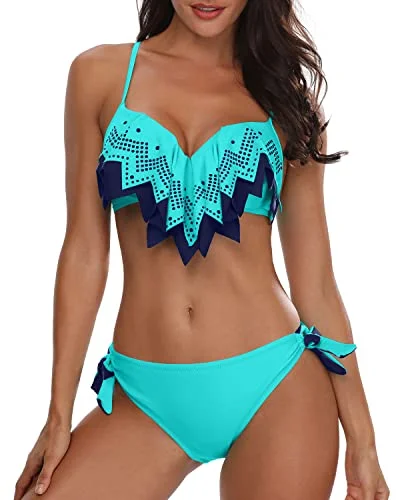 Odd Size Clearance Sale Push Up Underwire Bikini Sets Sexy Bathing Suits For Teen Girls-Aqua