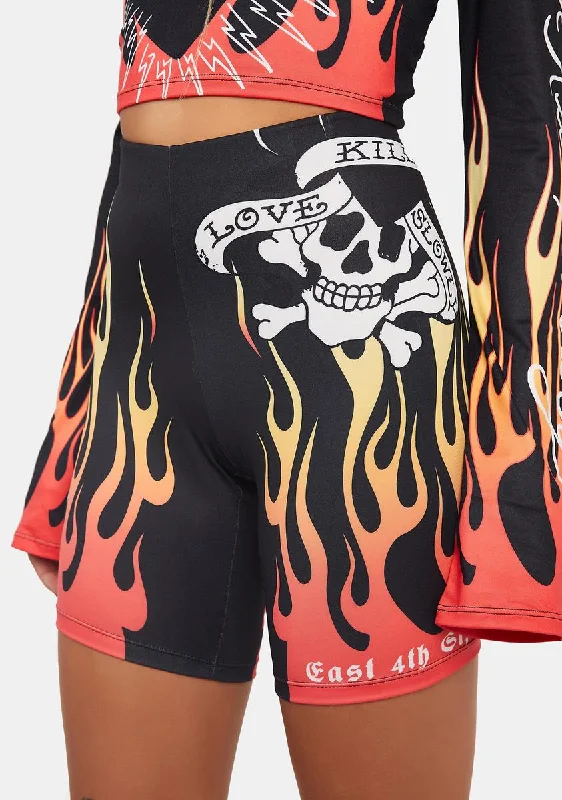 Wardrobe Refresh Fire Heart Biker Shorts