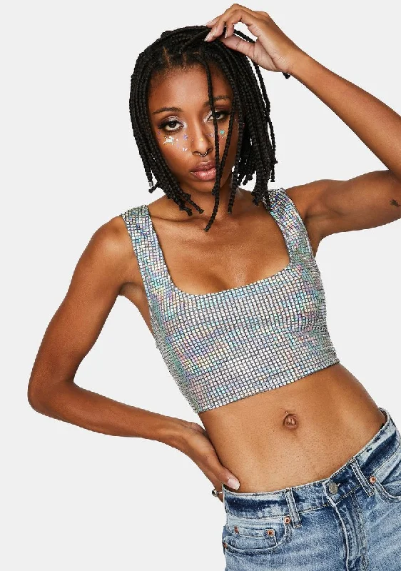 Summer Essentials Cosmic Lover Holographic Crop Tank