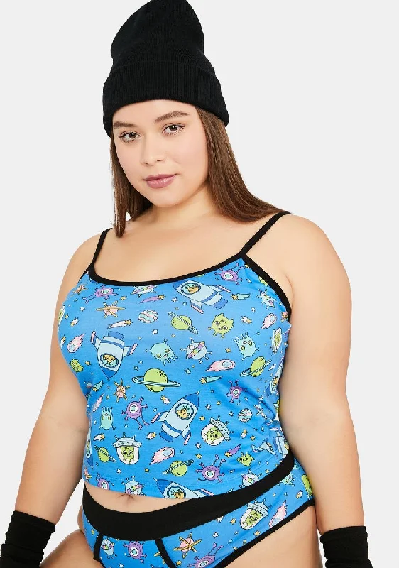 Feminine Soft - Hued Look My Whole New World Alien Print Cami