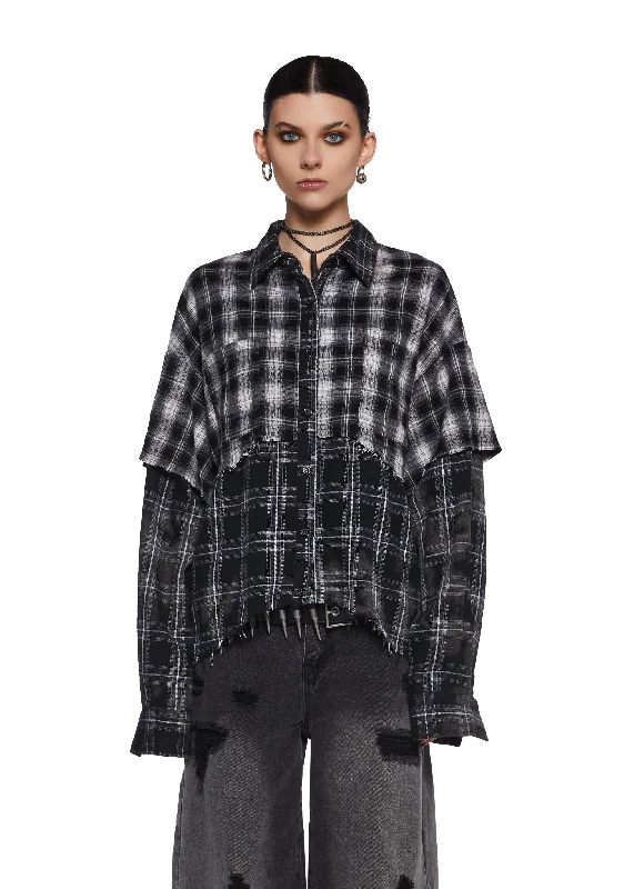 Seasonal Fashion Warp Layered Flannel Shirt