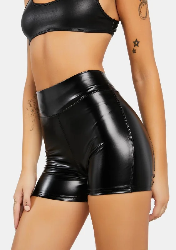 Women's Urban Fashion Leave 'Em Guessing Vegan Leather Shorts