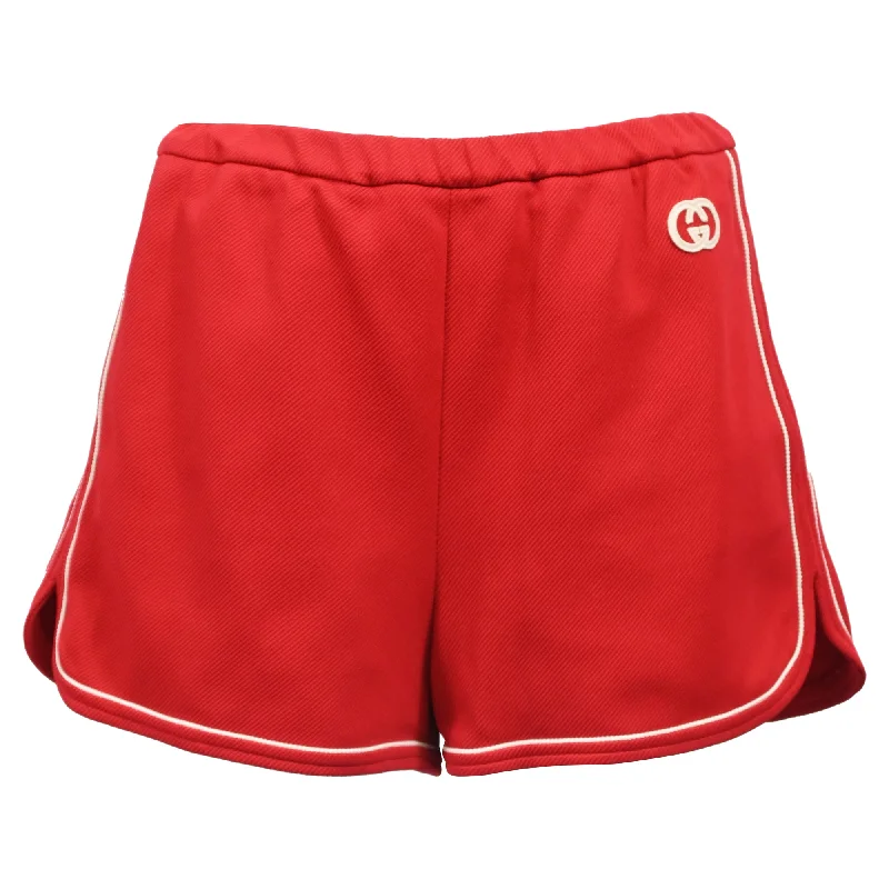 Timeless Elegance Redefined Gucci Interlocking G Track Shorts in Red Cotton