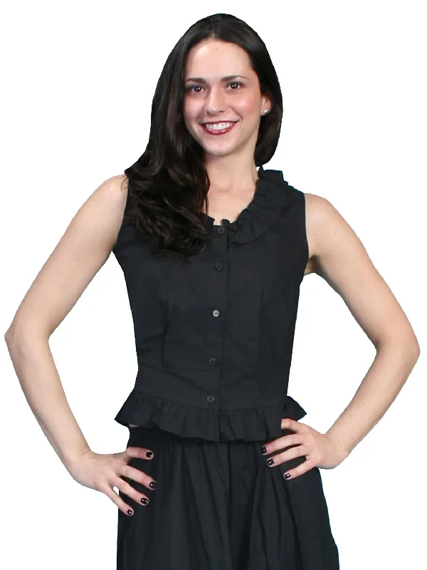 Wardrobe Update Scully Rangewear Womens Black 100% Cotton Ruffle Camisole