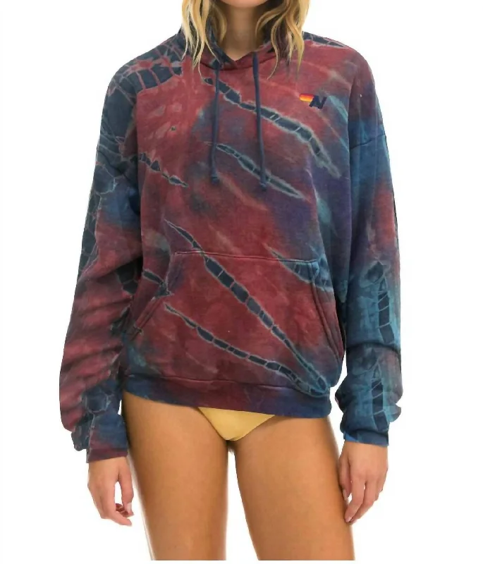 Mother's Day Special Hand Dyed Tie Dye Relaxed Pullover Hoodie In Maroon