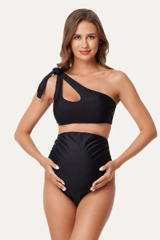 High End Women's Wear Cutout One Shoulder Tie Side Pregnancy Swimwear