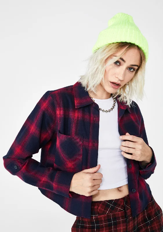 Crazy Price Slashing Hot Crop Flannel Shirt