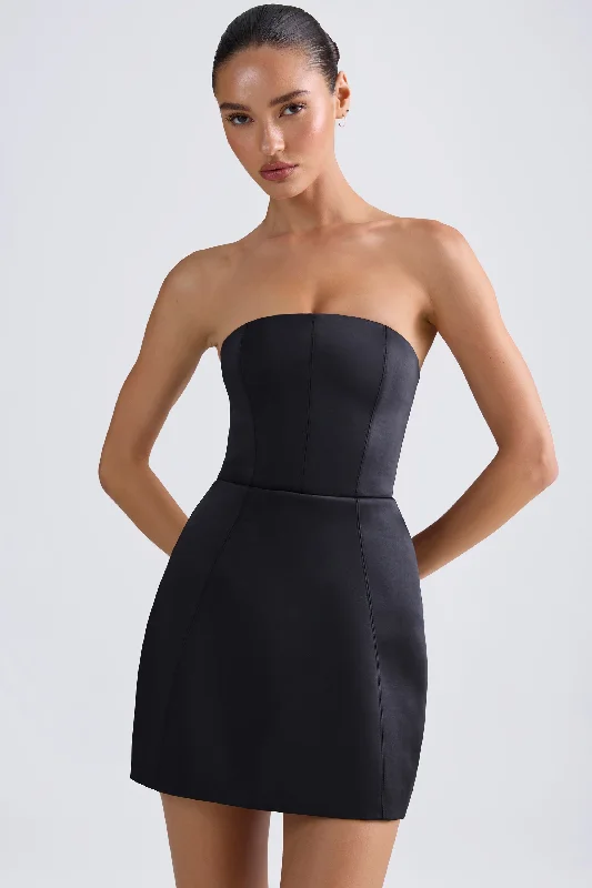 Discount Extravaganza Bandeau Structured Tulip Mini Dress in Black