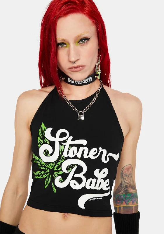 Wardrobe Refresh Stoner Babe Crop Halter Top