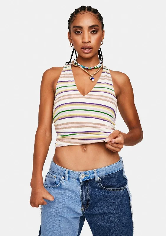 Elegant Styles Arkin Striped Halter Top