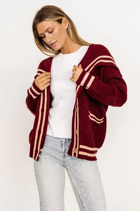 Elegant Fashion Corbett Knit Cardigan | Burgundy