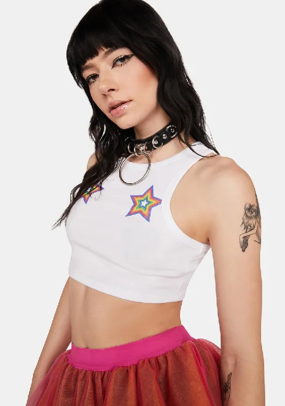 Sophisticated Fashion Made Of Stars Cropped Tank