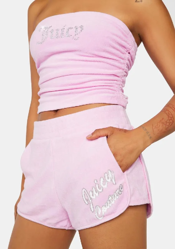 Budget-Friendly Fashion Violet Dusk Terry Logo Retro Shorts