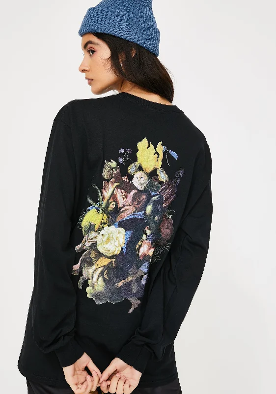 Stylish Savings Black Heavenly Bodies Long Sleeve Graphic Tee