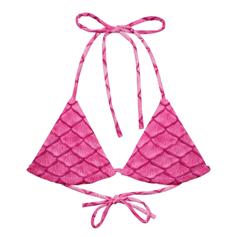 Style Redefined Plumeria Pink Recycled String Bikini Top