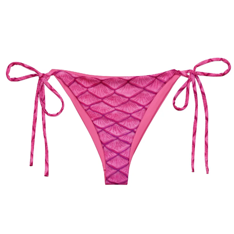 Trendy Urban Attire Plumeria Pink Recycled String Bikini Bottom