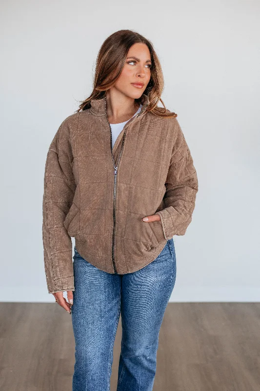 Pastel Styles Winslie Quilted Jacket - Mocha