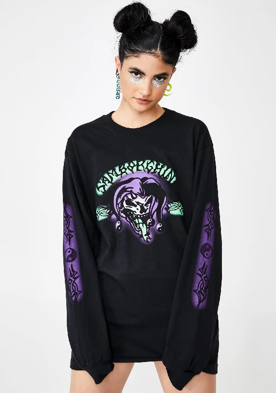 Fashion Forward Airbrush Joker Long Sleeve Tee