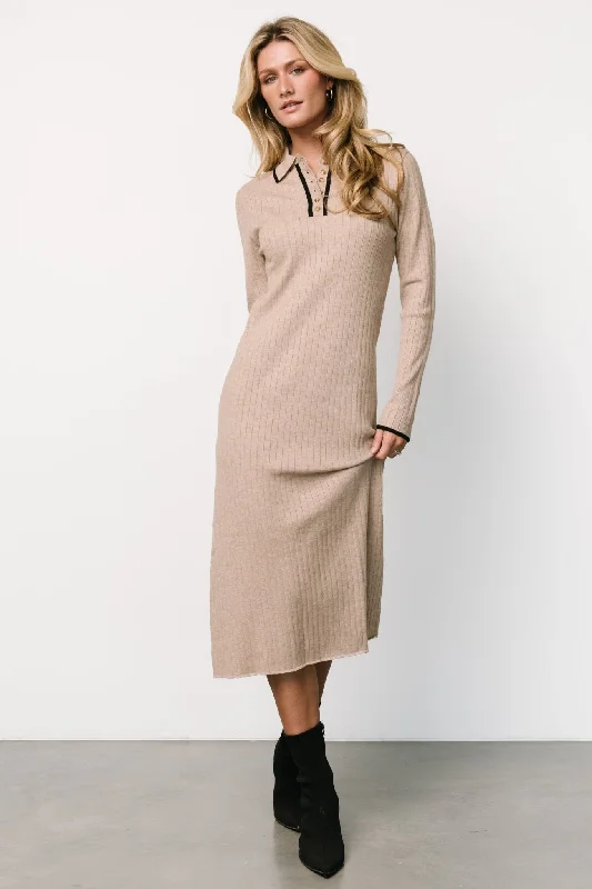 Fashion Forward Outfits Shantel Polo Dress | Taupe + Black