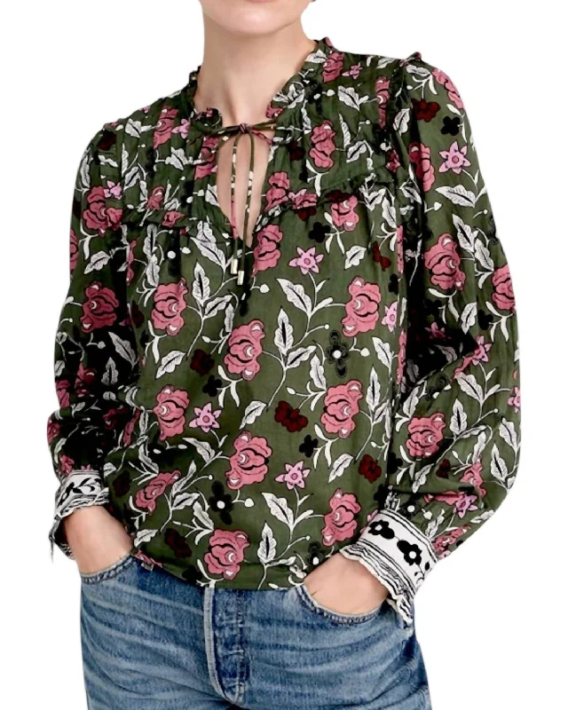 Graceful Fashion Leni Blouse In Fiore Print Fire