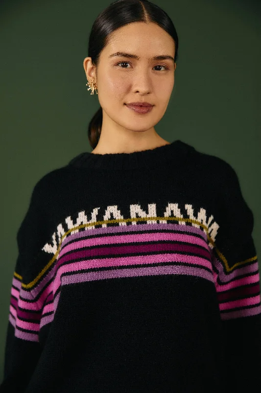 Current Trends Black Graphic Yawanawa Sweater