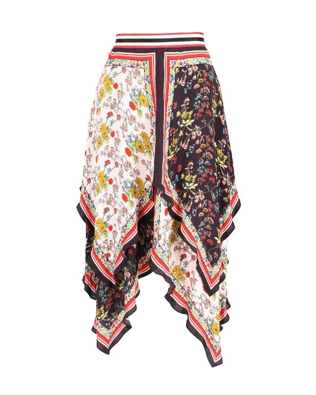 Summer Splash Sale Alice + Olivia Maura Tiered Hankderchief Hem Skirt in Multicolor Polyester