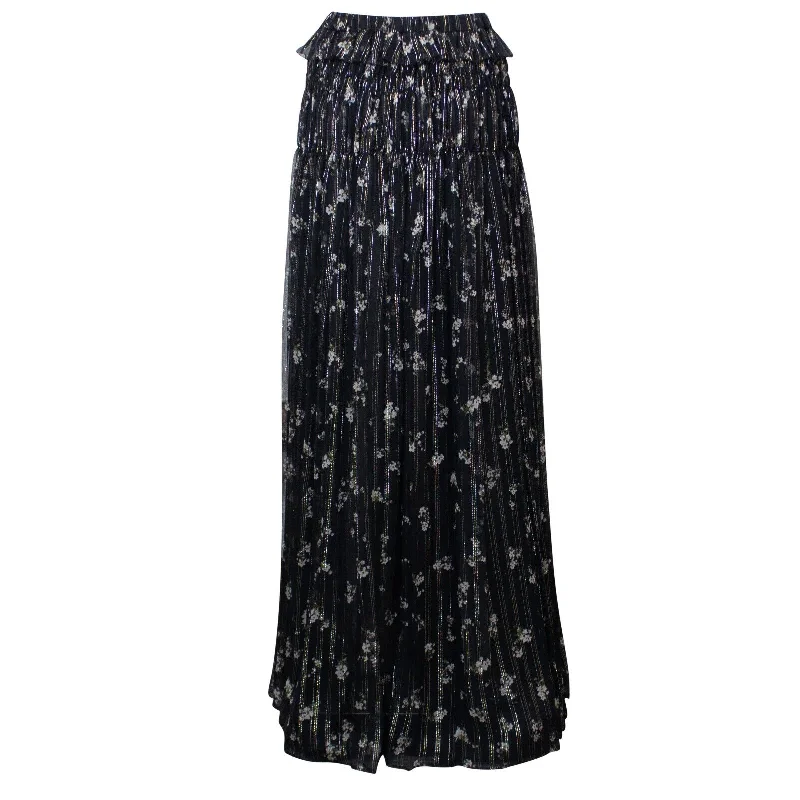 Lightweight Fabric Amiri Floral Chiffon Maxi Skirt - Black