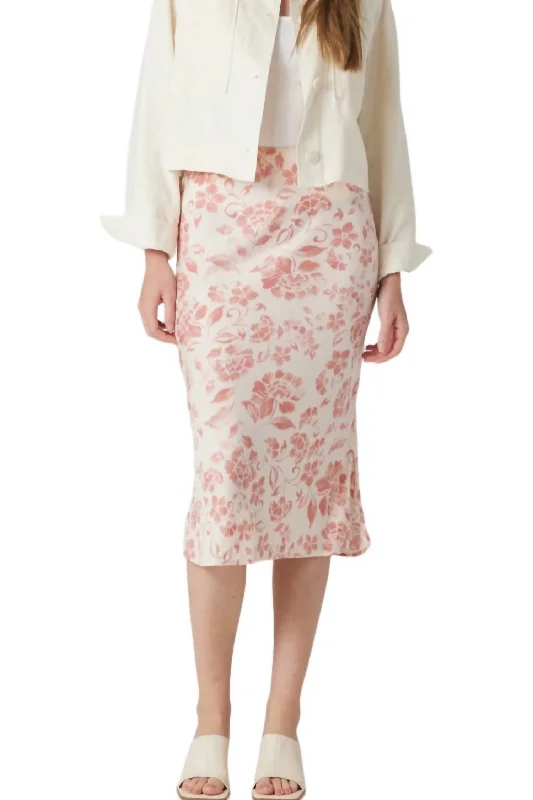 Bold Fashion Ariel Midi Skirt In Rose Dawn