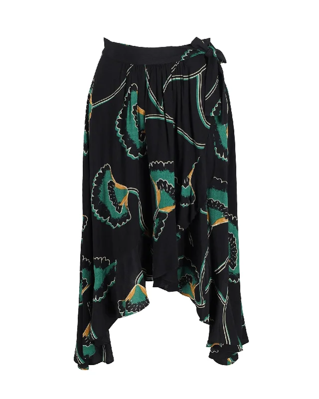 Clearance Sale Ba&Sh Lena Gingko Print Wrap Skirt in Black Viscose