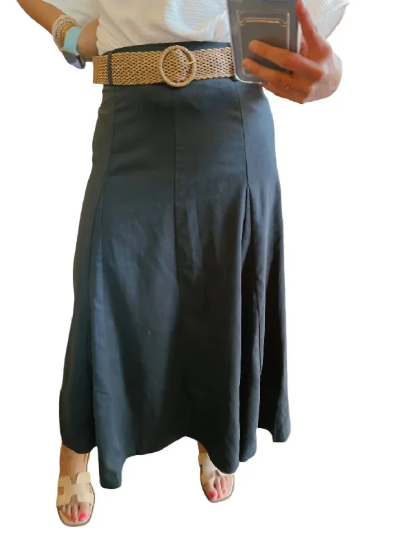 Spring Fashion Belted Maxi Skirt In Navy