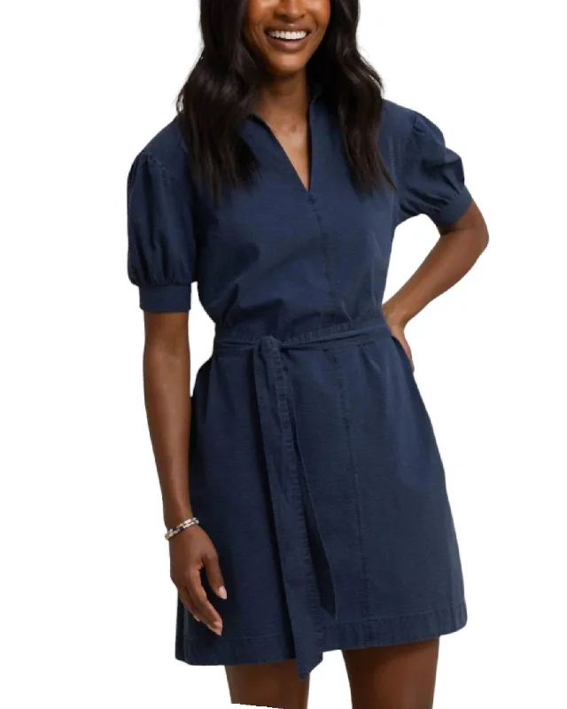 Low Price Special Calan Washed Seersucker Dress In Dress Blue