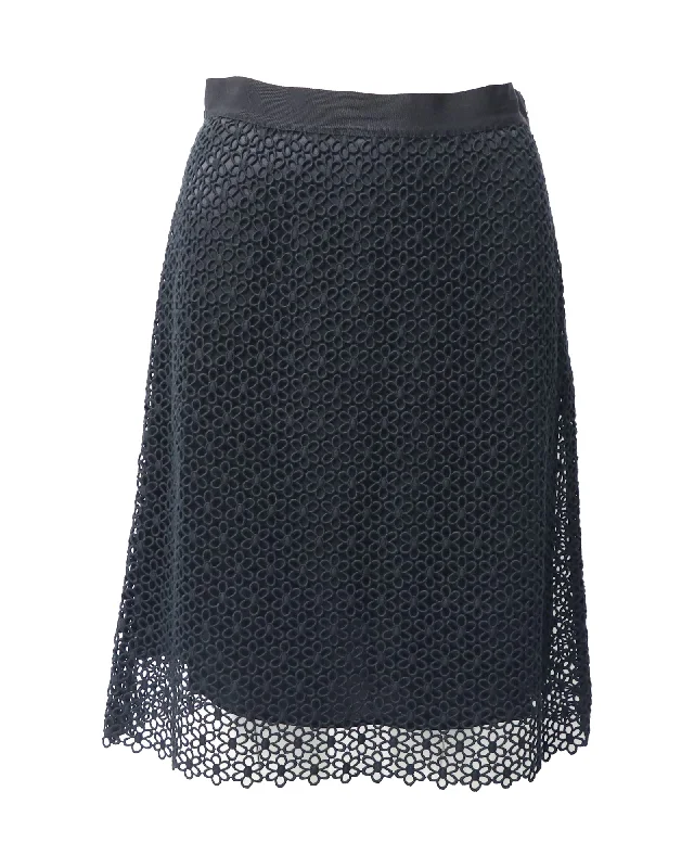 Clearance Event Carolina Herrera Lace Skirt in Black Cotton