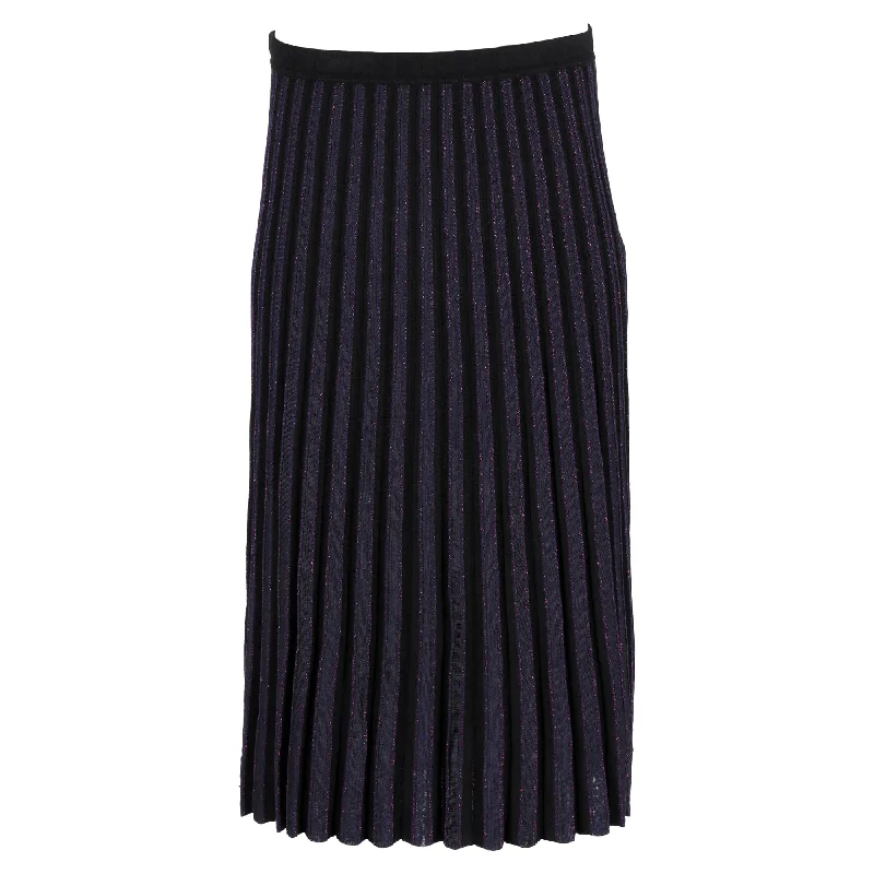 Luxury Comfort Diane von Furstenberg Klara Pleated Stretch-Knit Midi Skirt In Navy Blue Viscose