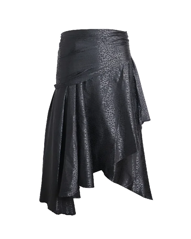 City Fashion Dodo Bar Or Draped Midi Skirt in Black Polyester