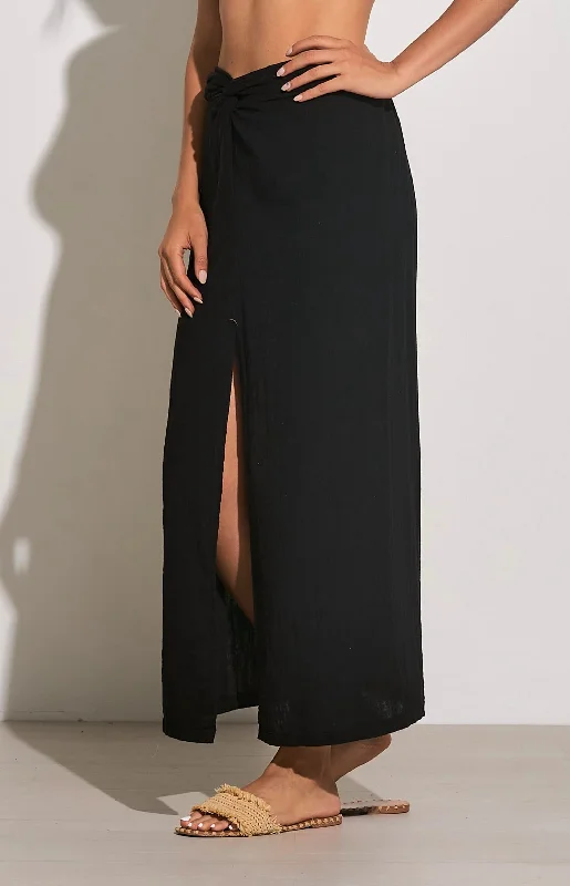 Stylish Spring Fashion Faux Wrap Maxi Skirt In Black