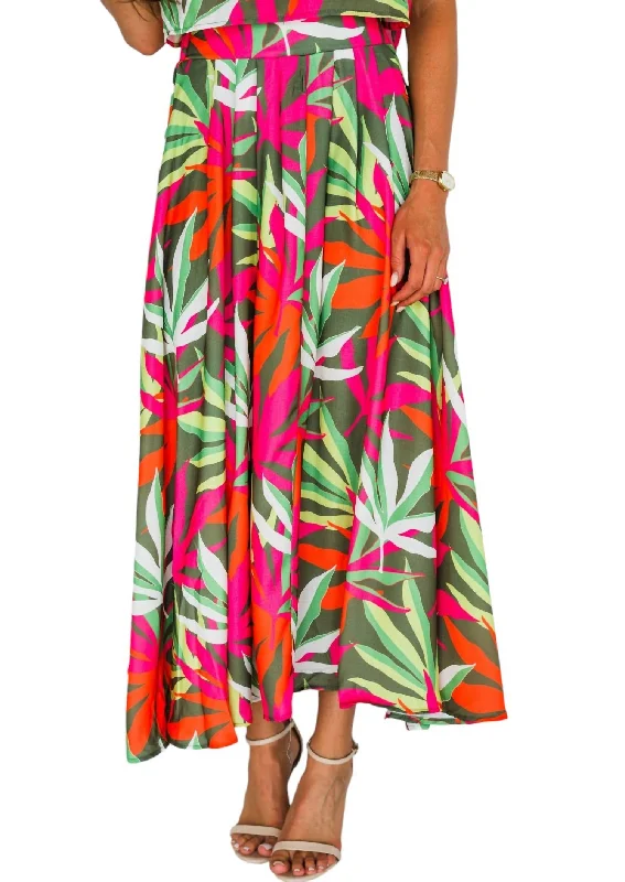 Weekend Exclusive Forgotten Paradise Linen Skirt In Tropical