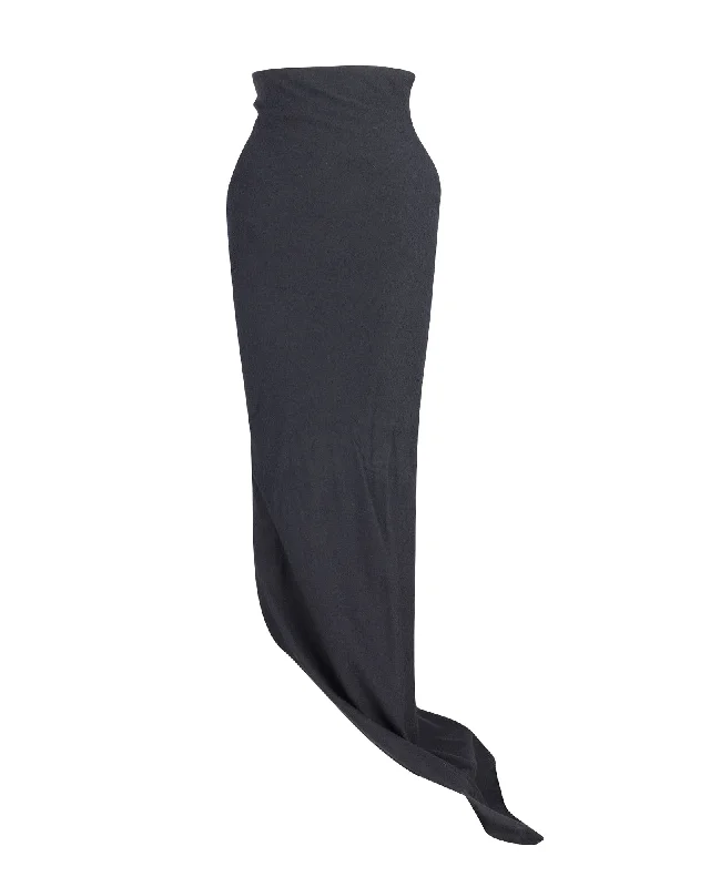 Sporty Streetwear Haider Ackermann Knit Maxi Skirt in Black Cotton