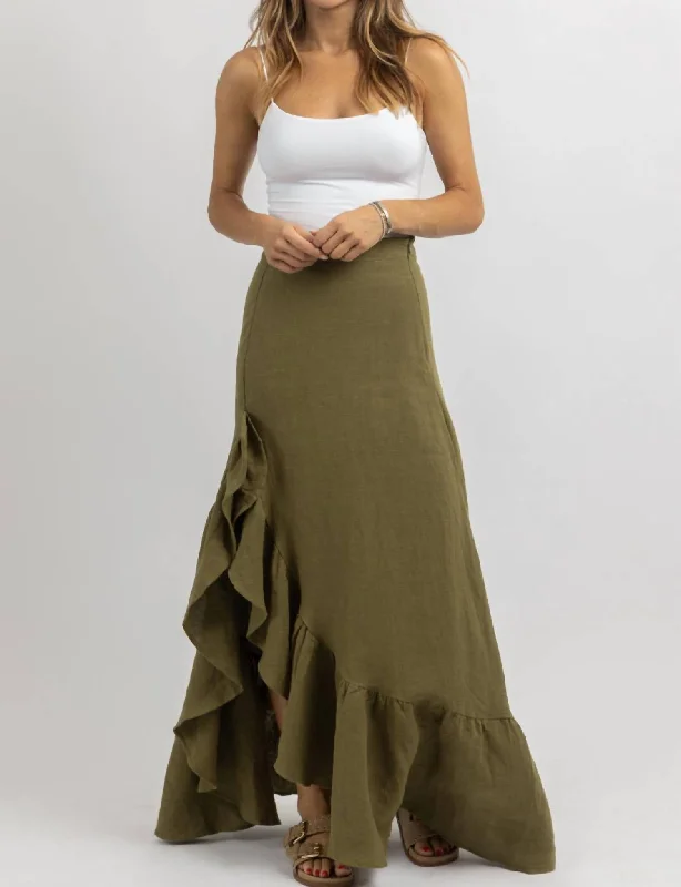 Stylish Savings Harlowe Linen Skirt In Olive