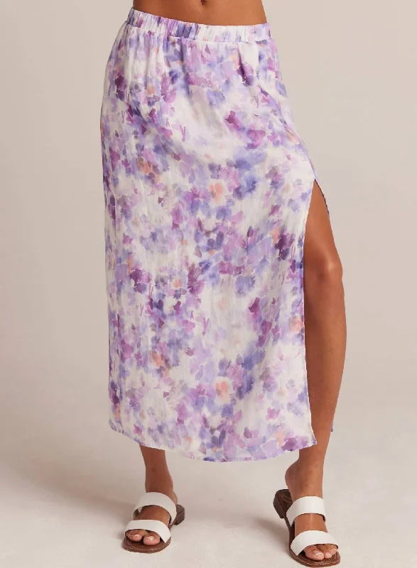 Trendy Threads Linen High Waist Maxi Skirt In Iris Floral