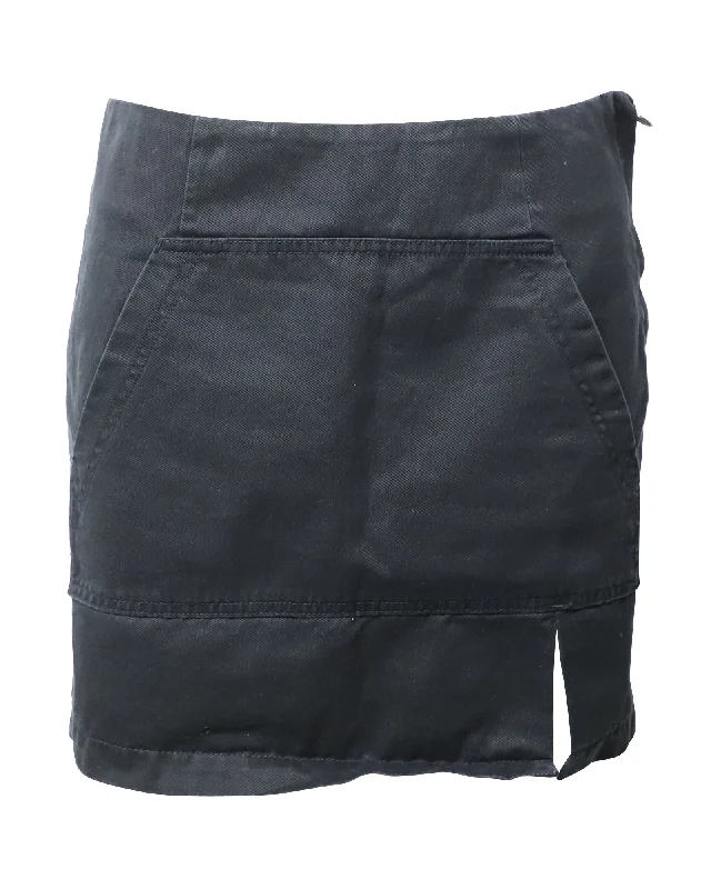 Subtle Sophistication Marc Jacobs Slit Mini Skirt in Black Cotton Denim